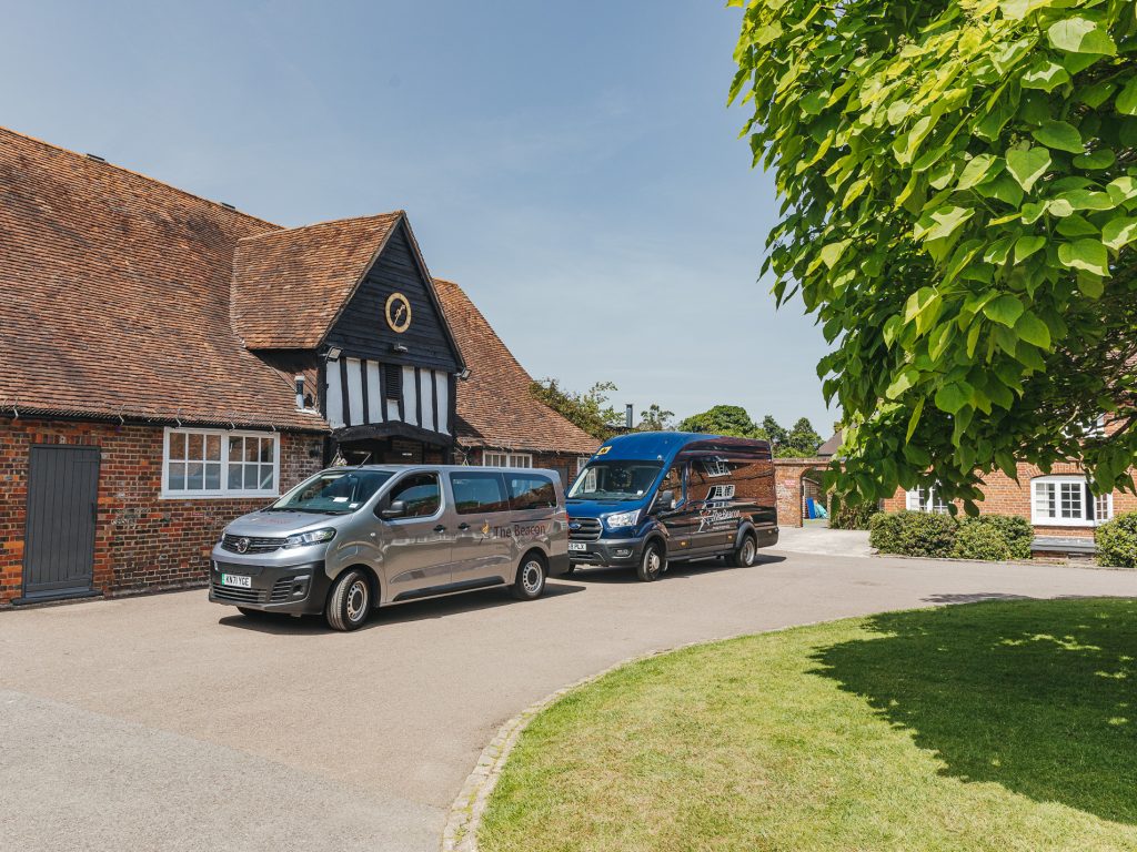 minibuses outside the school