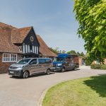 minibuses outside the school